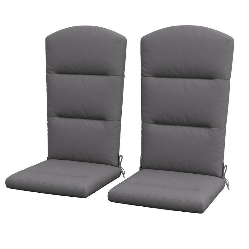 Outsunny Adirondack Chair Cushions, Outdoor Chair Cushions with Seat Cushion, Back Cushion and Ties, Water Repellent Replacement Patio Seat Pads, Gray