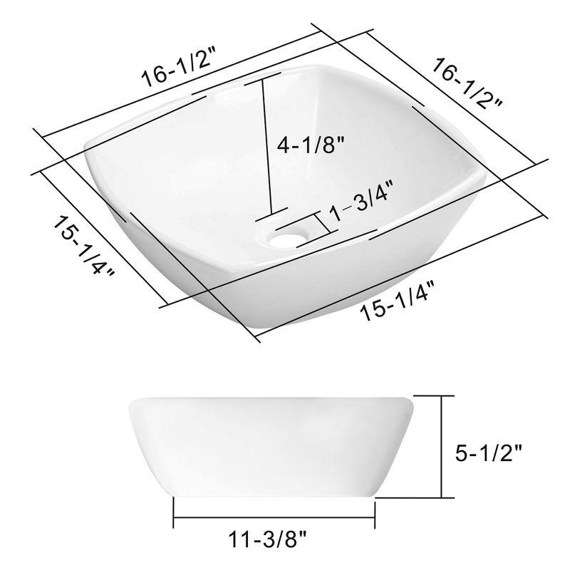 Miligore 16'' White Ceramic Square Bathroom Sink