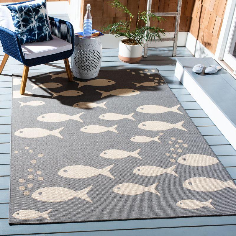 Courtyard CY6012 Power Loomed Indoor/Outdoor Area Rug - Dark Grey/Beige - 5'3"x7'7" - Safavieh.