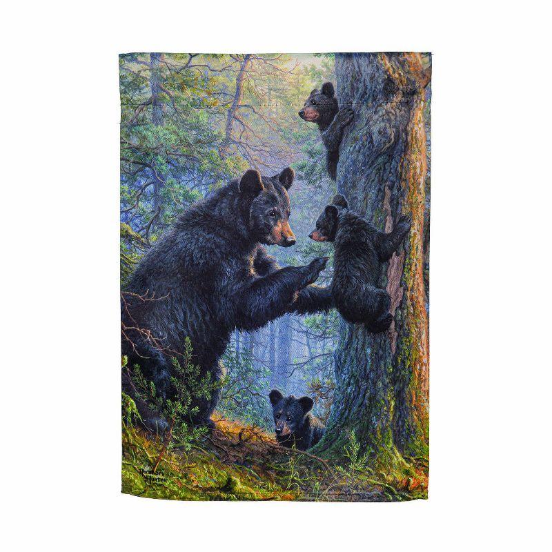 Evergreen Bear Family Suede Garden Flag 12 x 18 Inches Indoor Outdoor Decor