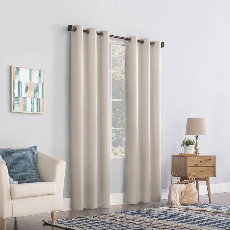 84"x40" Lindstrom Textured Draft Shield Fleece Insulated Energy Saving Grommet Top Room Darkening Curtain Panel Beige - No. 918