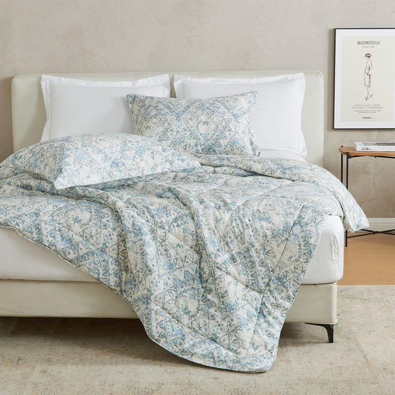 King Reversible Blue Floral Down Alternative Comforter Set