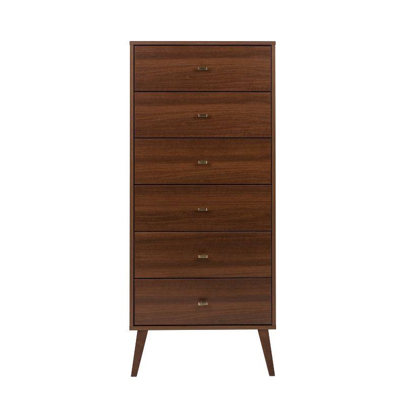 Tall Milo Mid Century Modern 6 Drawer Chest Cherry - Prepac: Space-Saving, Retro-Chic, Condo-Friendly