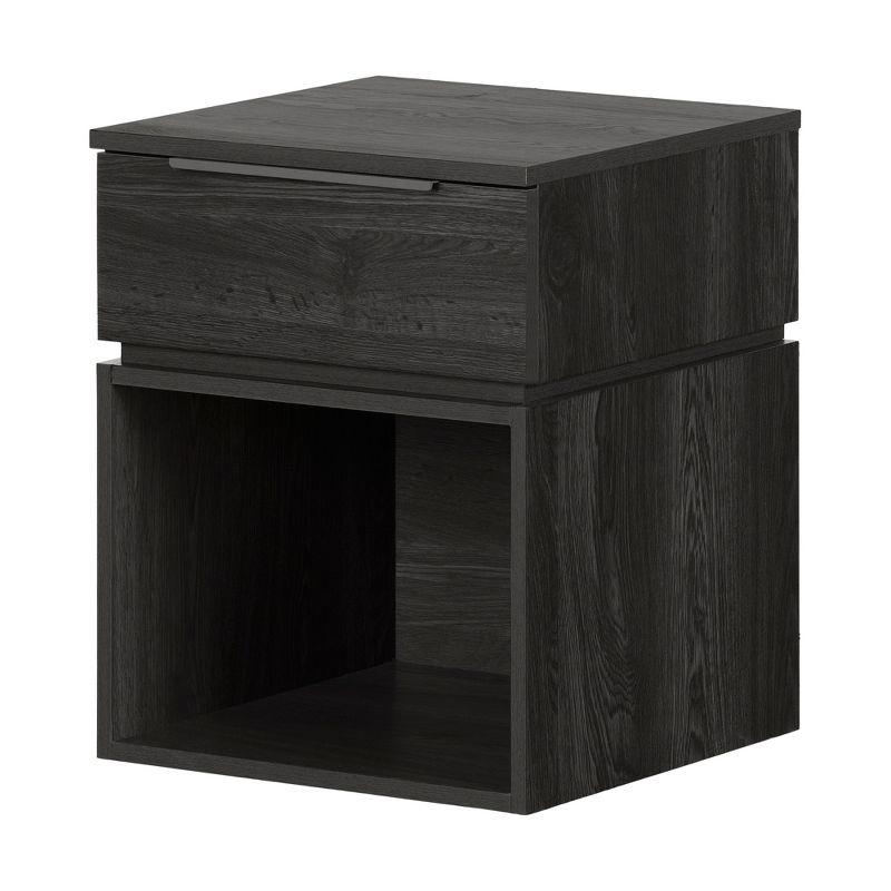 Gray Oak 1-Drawer Minimalist Nightstand