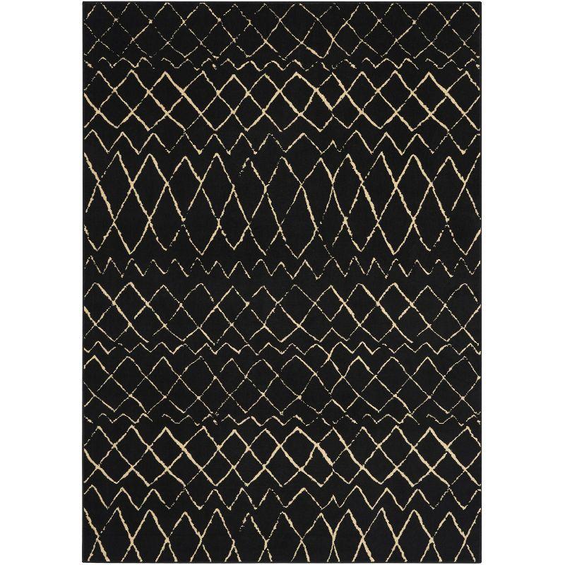 Black and Cream Moroccan Diamond 6' x 9' Area Rug