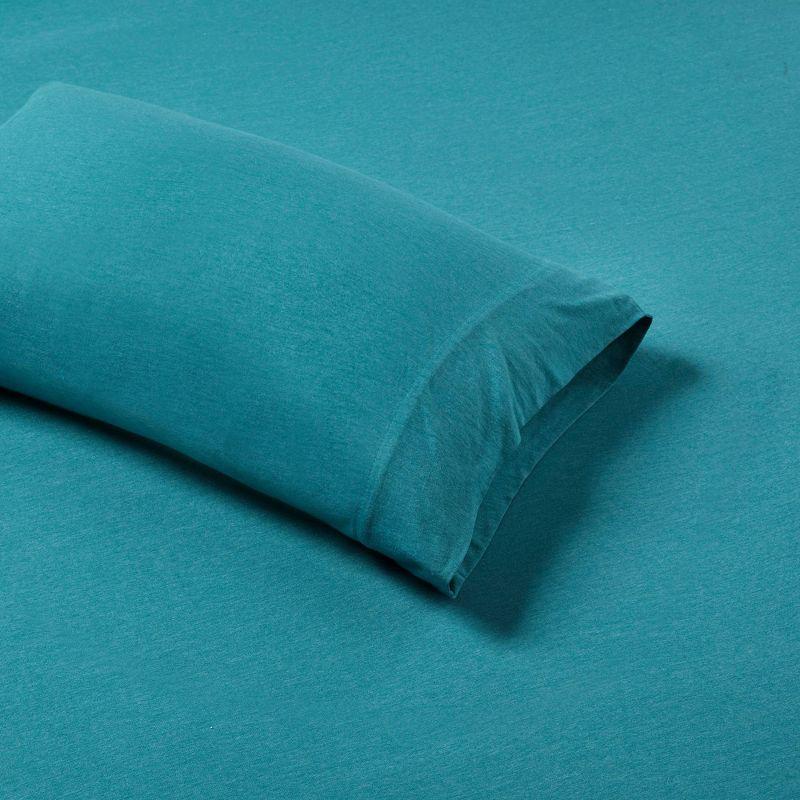 Teal Twin Jersey Knit Polyester Sheet Set