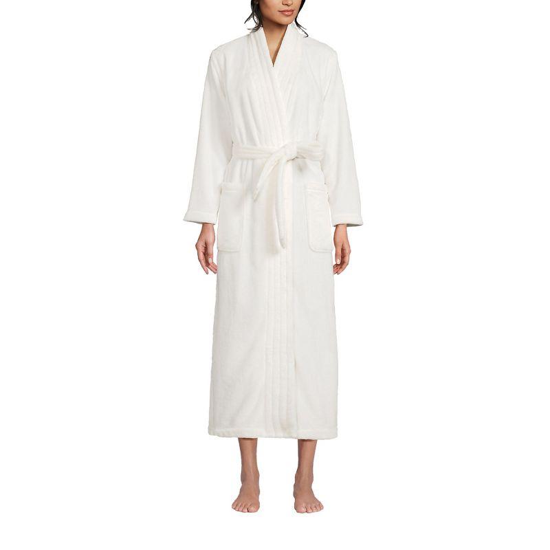 Ivory Petite Plush Fleece Long Wrap Robe