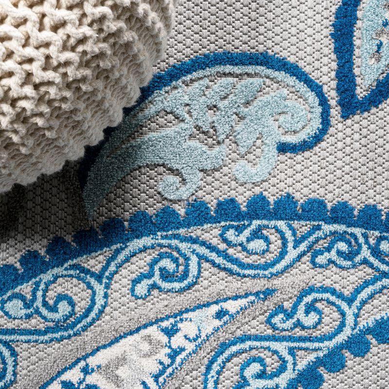 3'x5' Julien Paisley High-Low Indoor/Outdoor Area Rug, Blue/Light Gray - JONATHAN Y