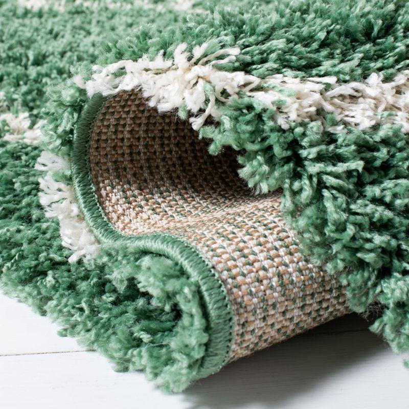 Green and Ivory Rectangular Shag Area Rug