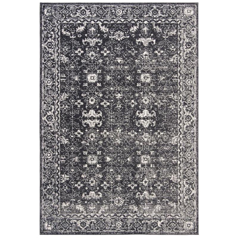 Evoke EVK270 Power Loomed Area Rug Charcoal / Ivory 5'-3" X 7'-6" - Safavieh.