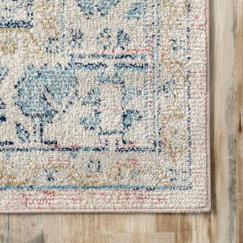 Distressed Blue Oriental 5' x 7' Synthetic Easy-Care Area Rug