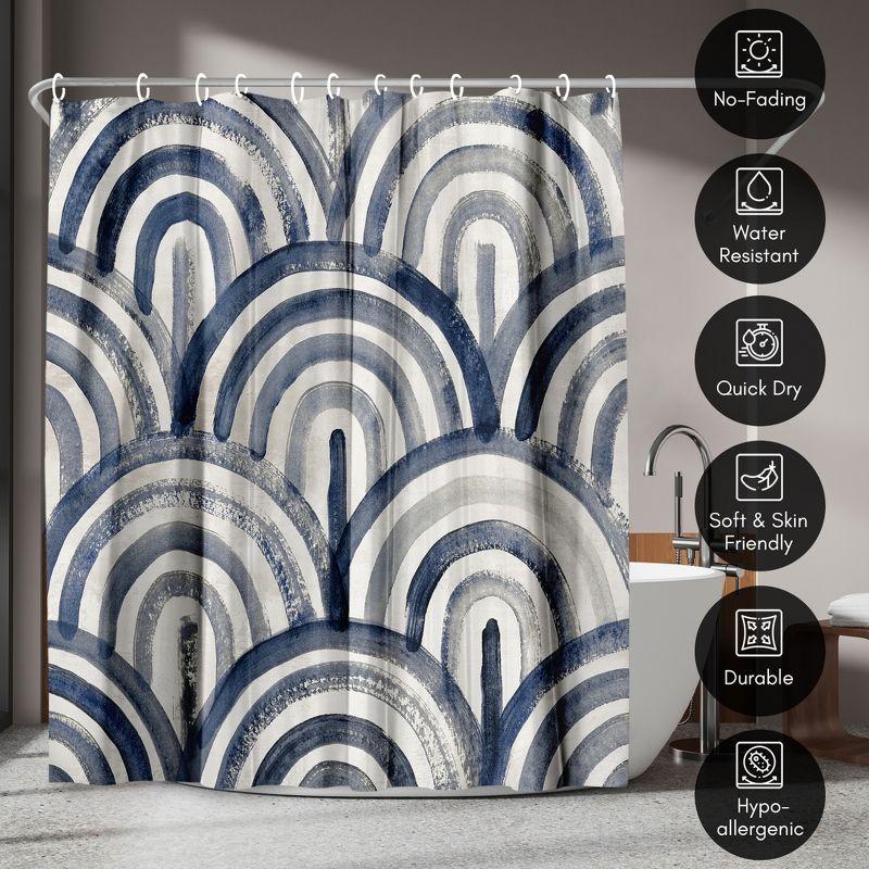 71x74 Blue Abstract Shower Curtain - 100% Polyester - Water-Resistant Bath Curtain