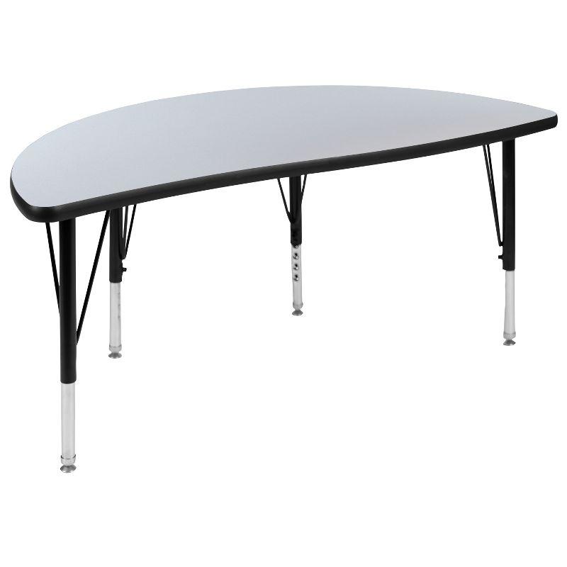 Adjustable Half Circle Wave Grey Laminate Activity Table