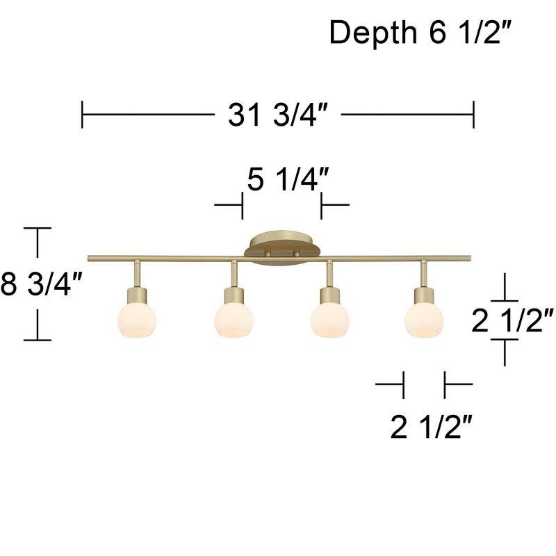 Gold Brass 4-Head LED Ceiling Track Light with Frosted Glass Globes