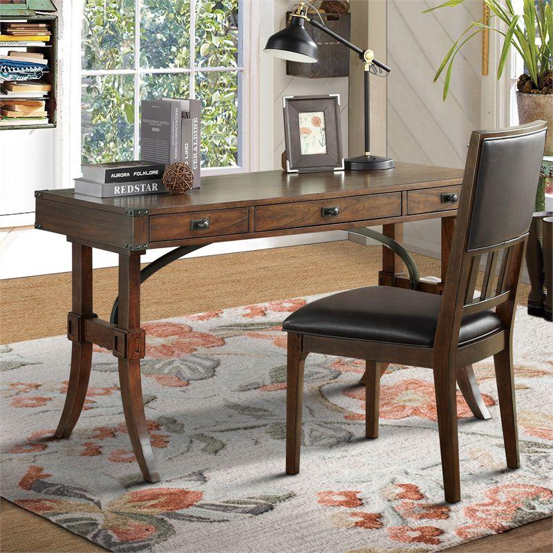 Lexicon Cardano Wood Writing Desk in Driftwood Charcoal