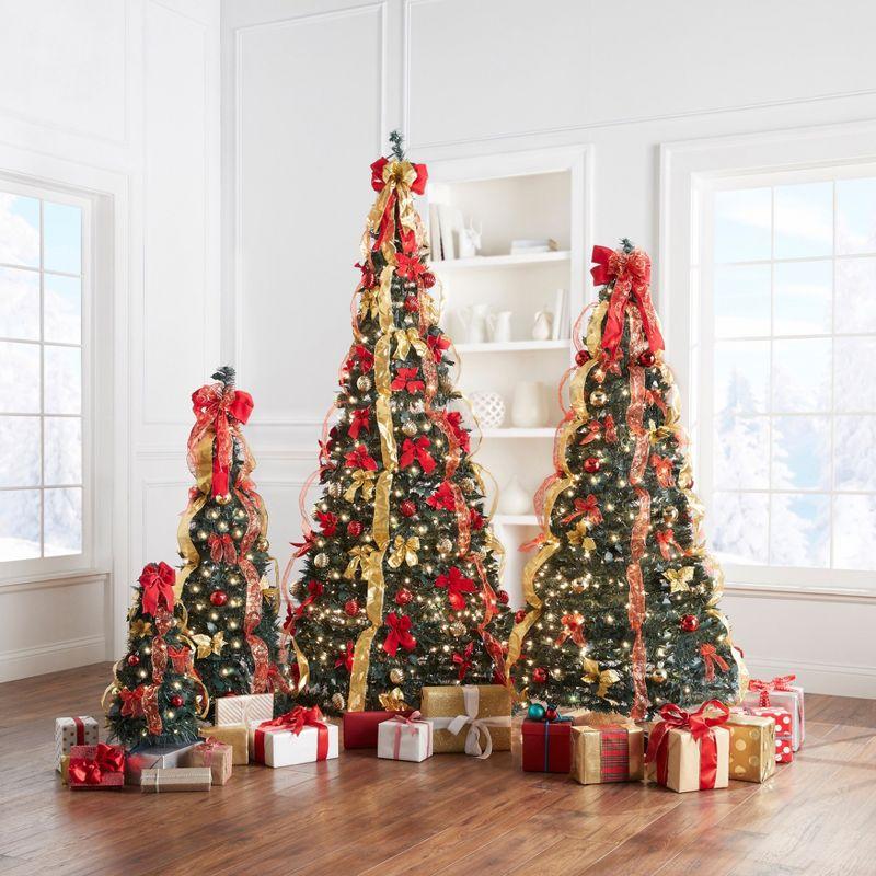 BrylaneHome Fully Decorated Pre-Lit 41/2' Pop-Up Christmas Tree - Silver Gold