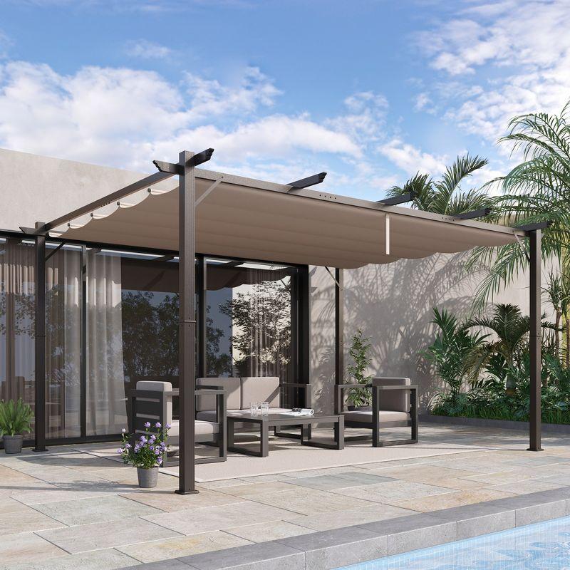 Outsunny Outsunny Pergola with Retractable Shade Canopy, Aluminum