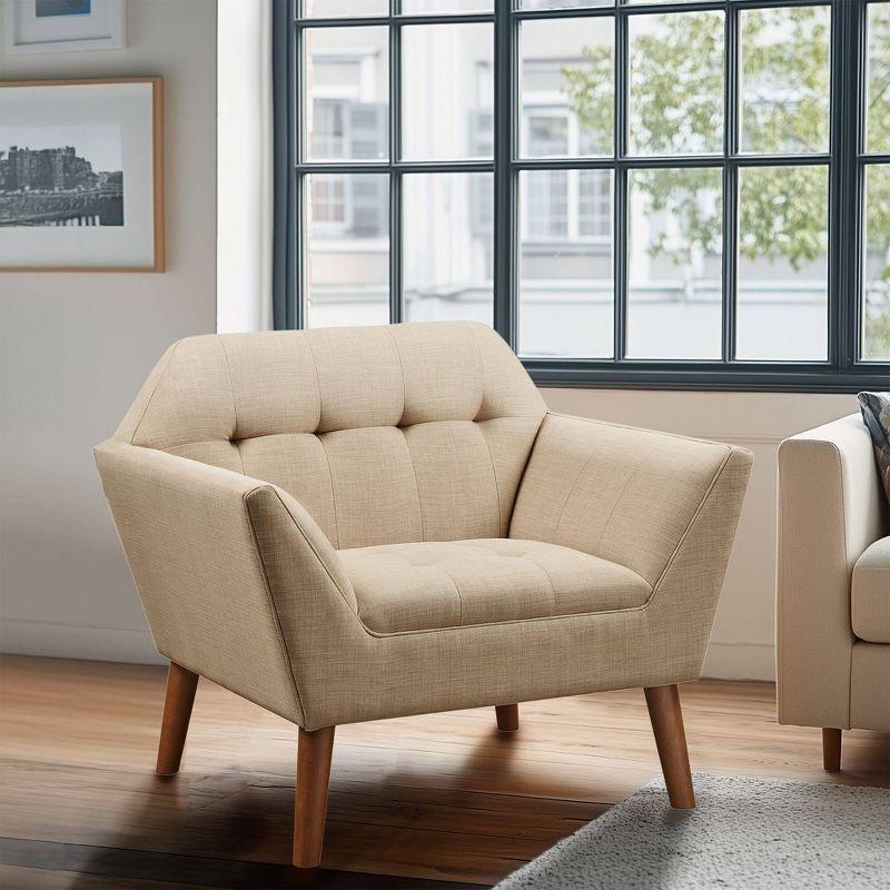 Newport Lounge Chair Beige - Ink+Ivy: Polyester Upholstered, Wood Legs, Foam Cushion, Spot Clean