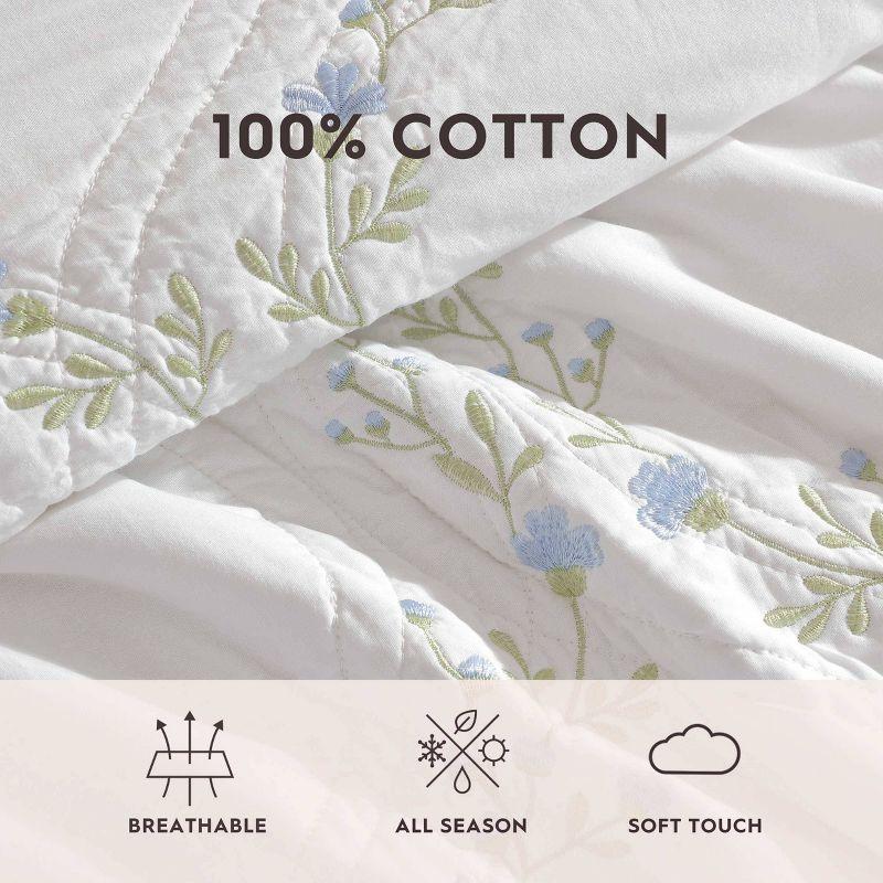 Laura Ashley Laura Ashley Floral Embroidery Cotton Reversible Quilt Set