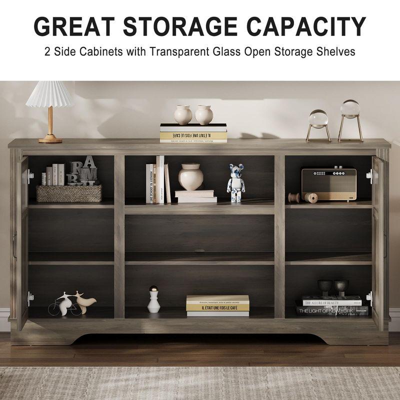 Wrought Studio™ Farmhouse TV Stand With LED Lights, Entertainment Center For 65/60/55 Inches Televisions