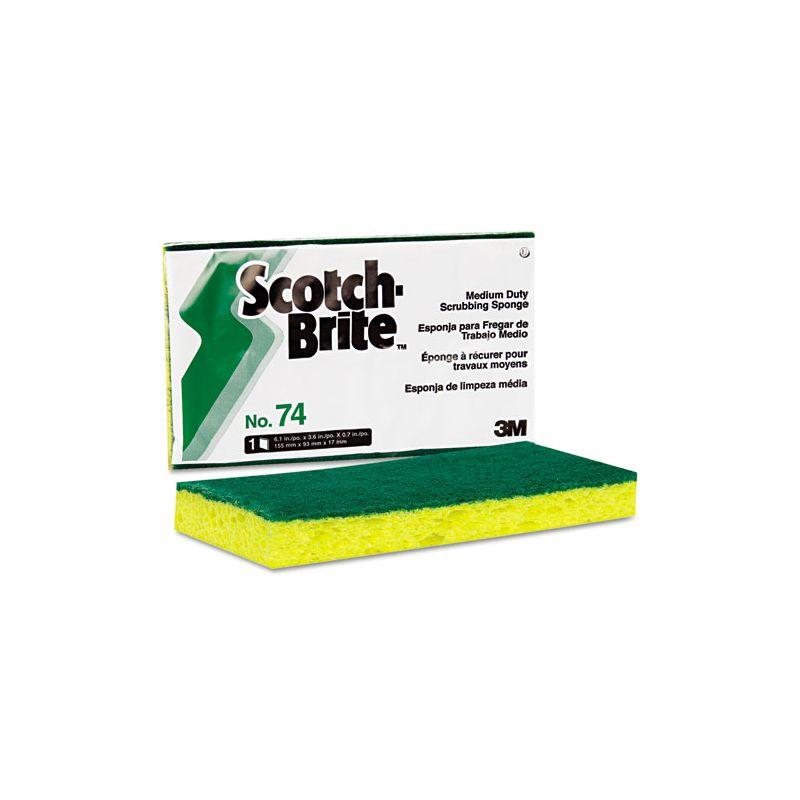 Scotch-Brite PROFESSIONAL Medium-Duty Scrubbing Sponge, 3.6 x 6.1, 0.7" Thick, Yellow/Green, 20/Carton