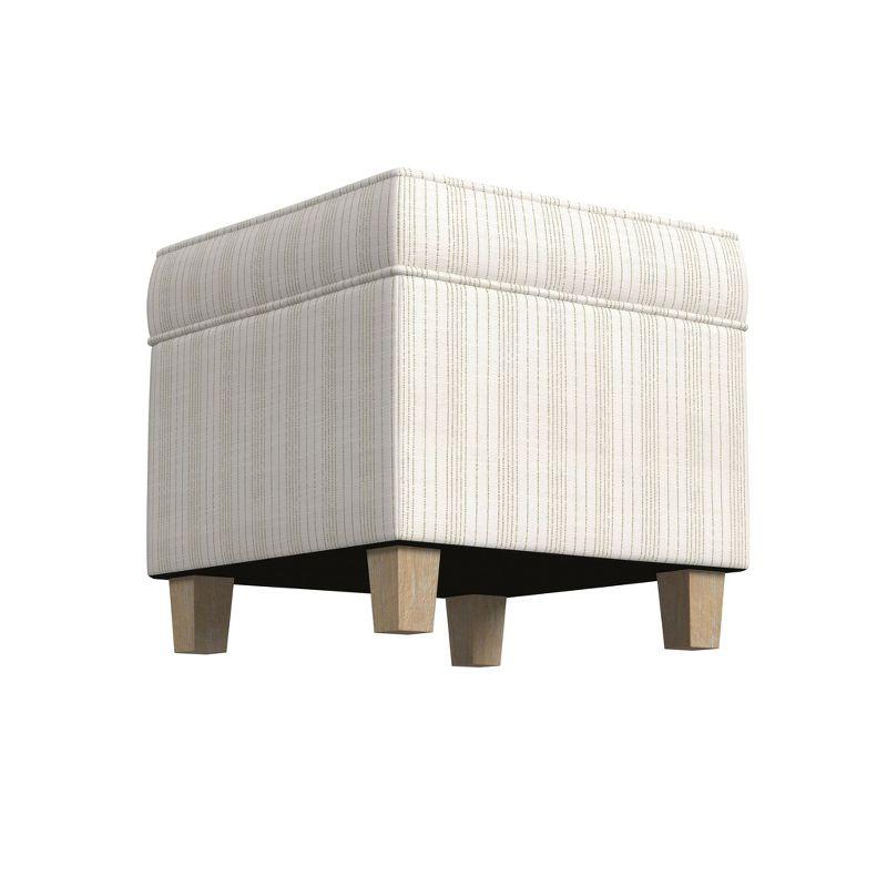 Cole Classics Square Storage Ottoman with Lift Off Top Cream/Marigold Pinstripe - HomePop: Upholstered Bench, Hardwood Frame