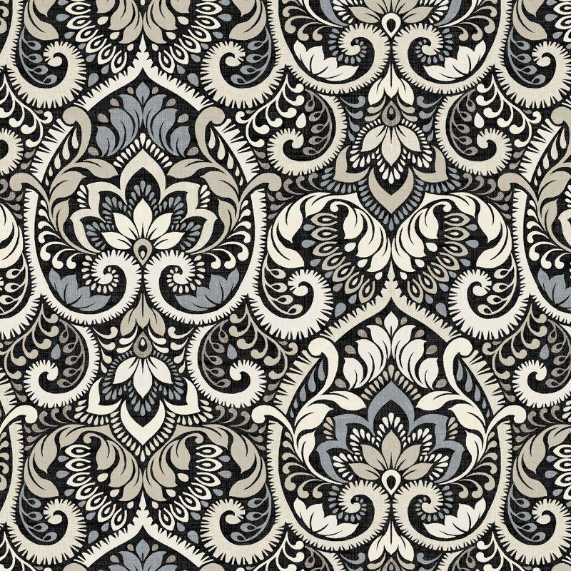 Arden 24"x24" Outdoor Deep Seat Set Black Aurora Damask: Water-Resistant, UV-Protected, Zippered Polyester Fiber Cushions