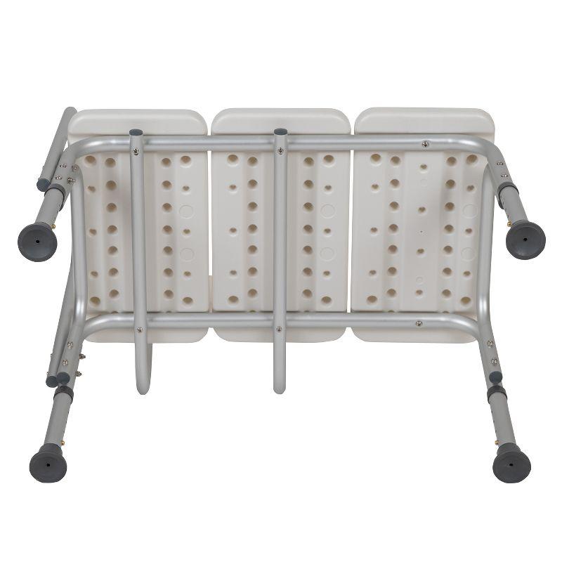 Flash Furniture DC-HY3510L-WH-GG Phoebe Aluminum Height Adjustable Medical Shower Transfer Bench