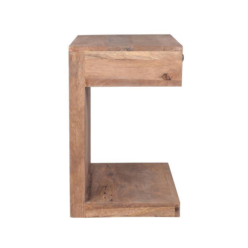 East at Main 24" Daria Mango Wood Accent Table with Drawer Sand: No Assembly, Bedroom Storage