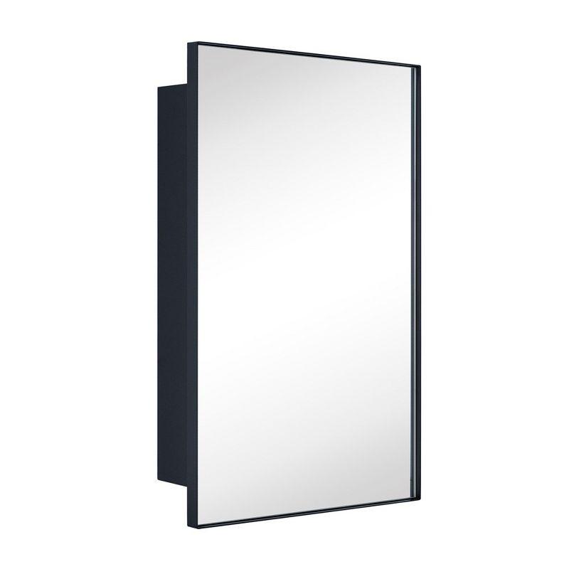 16'' x 26'' Black Metal Framed Medicine Cabinet with Mirror