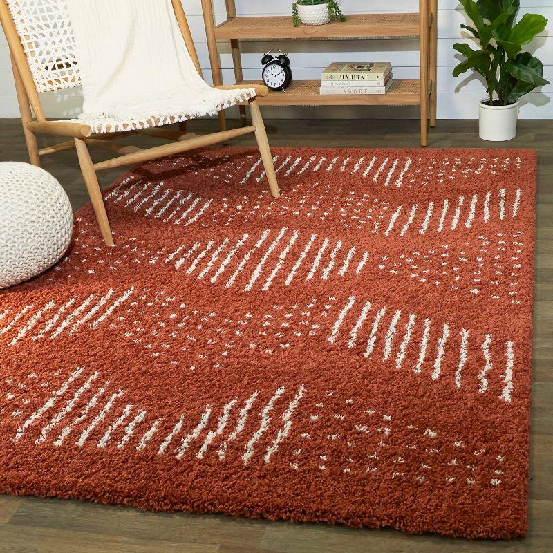 Rust Faux Shearling Kids' Rug with Global Design