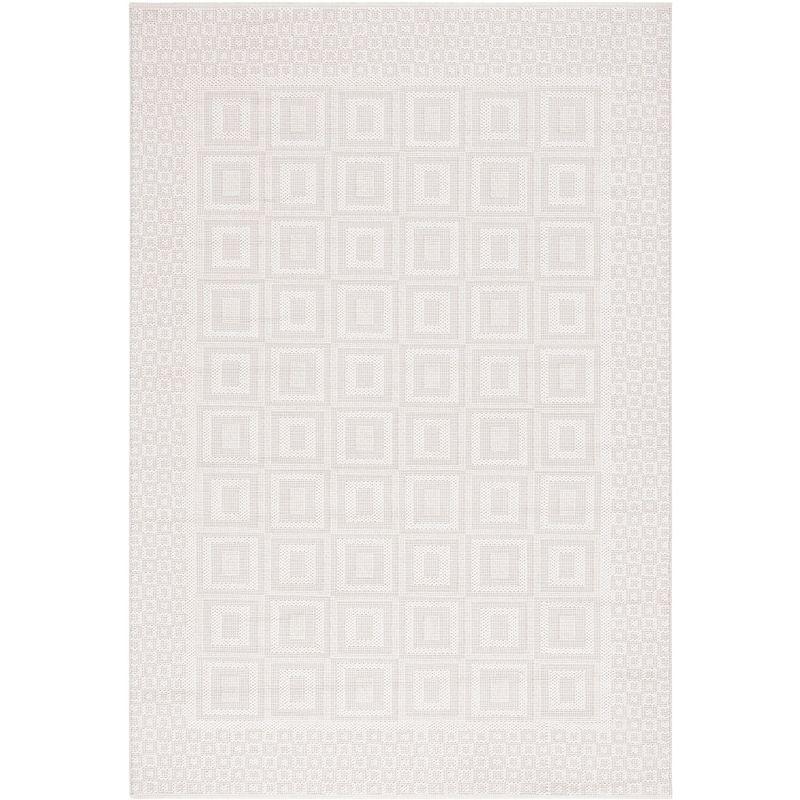 Ivory Geometric Flat Woven Synthetic Area Rug