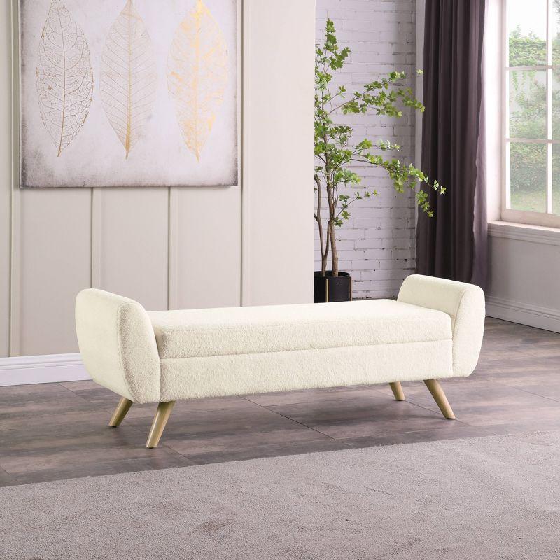 HomePop Modern Boucle Storage Bench with Wood Legs