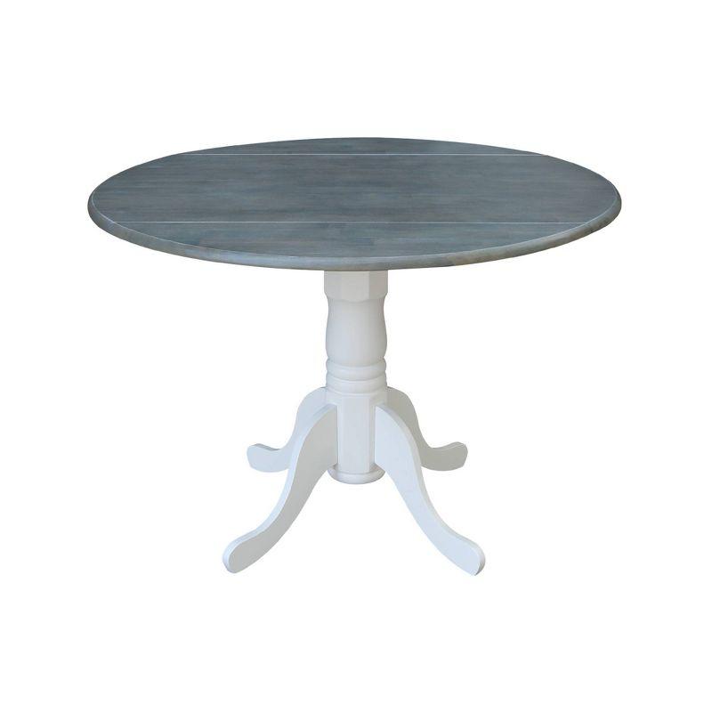 Heather Gray & White 42" Round Wood Extendable Dining Table