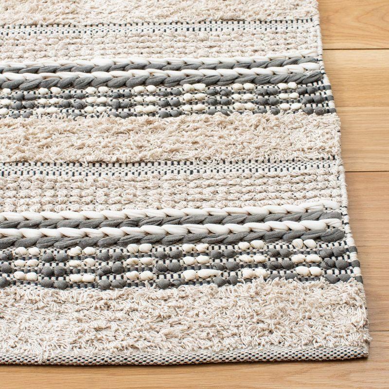 Gray and Beige Handwoven Wool Cotton 8' x 10' Area Rug