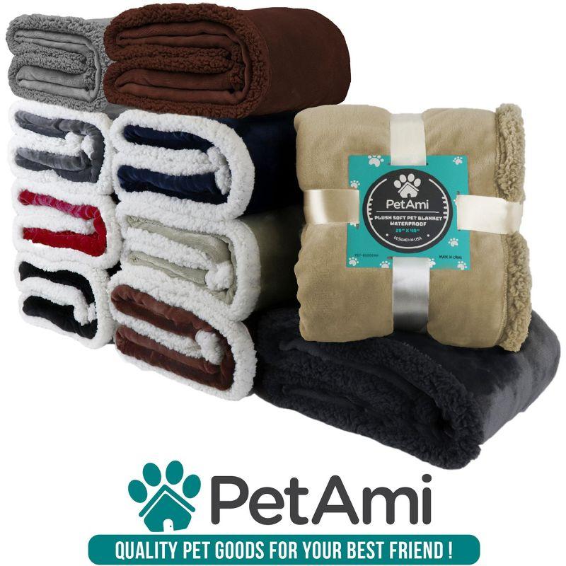 PetAmi Pet Blanket for Dogs Cats, Faux Shearling Fleece Soft Plush Reversible Washable Furniture Cover