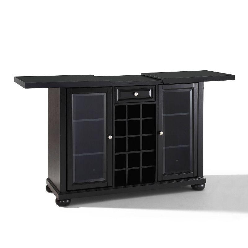 Crosley Alexandria Sliding Top Bar Cabinet Black: Rubberwood Construction, Wine & Glass Storage, Adjustable Shelves