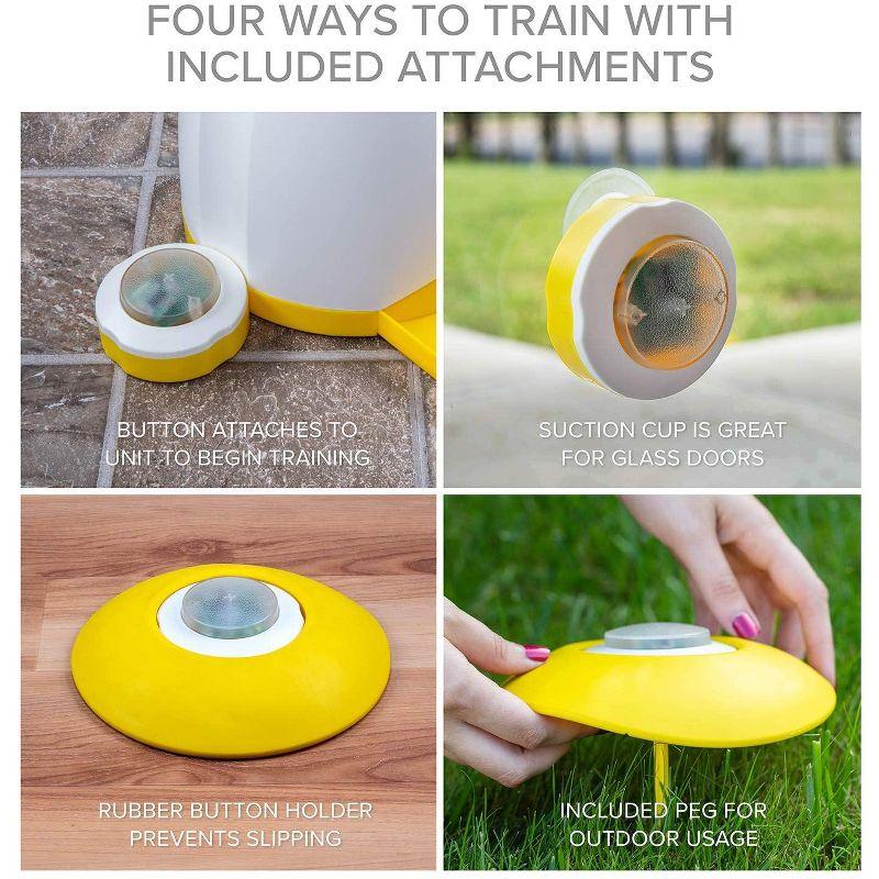 Yellow and White Dog Treat Dispenser with Remote Button