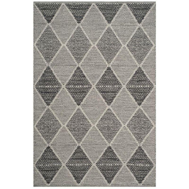 Montauk Black Geometric Wool Cotton 6' x 9' Area Rug