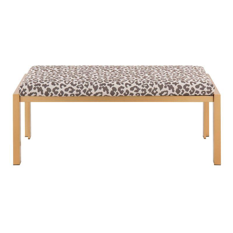 LumiSource 46" Fuji Polyester/Metal Bench Gold/Beige Leopard