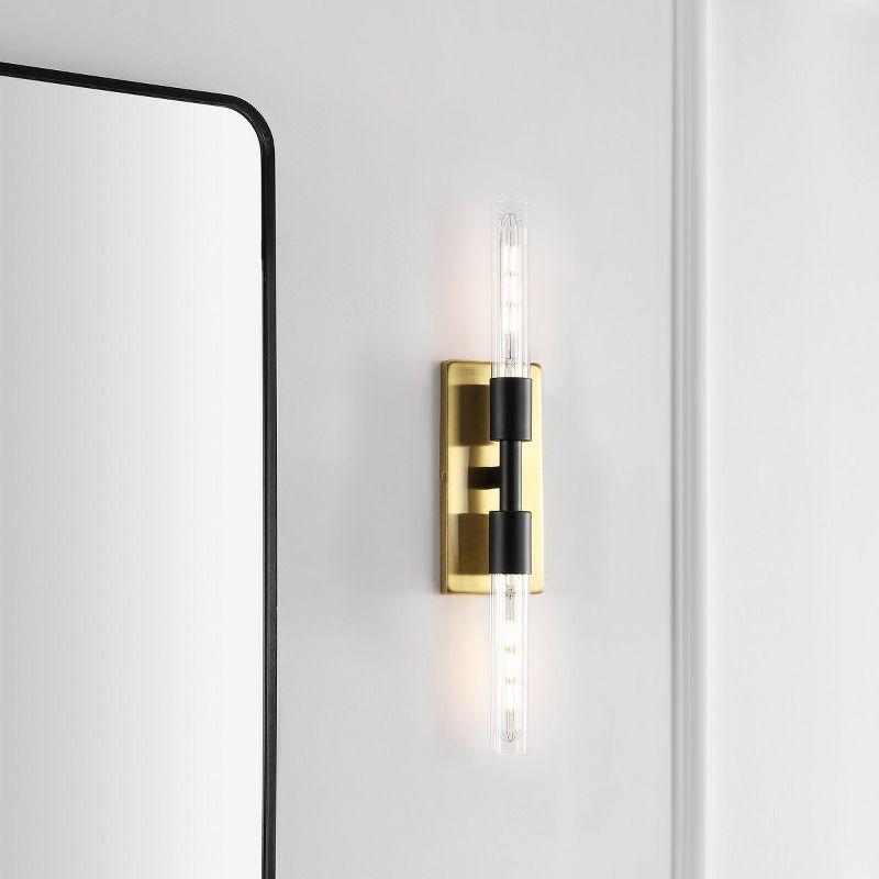 Nyx 2 Light 24.5" Wall Sconce - Brass Gold/Black - Safavieh.