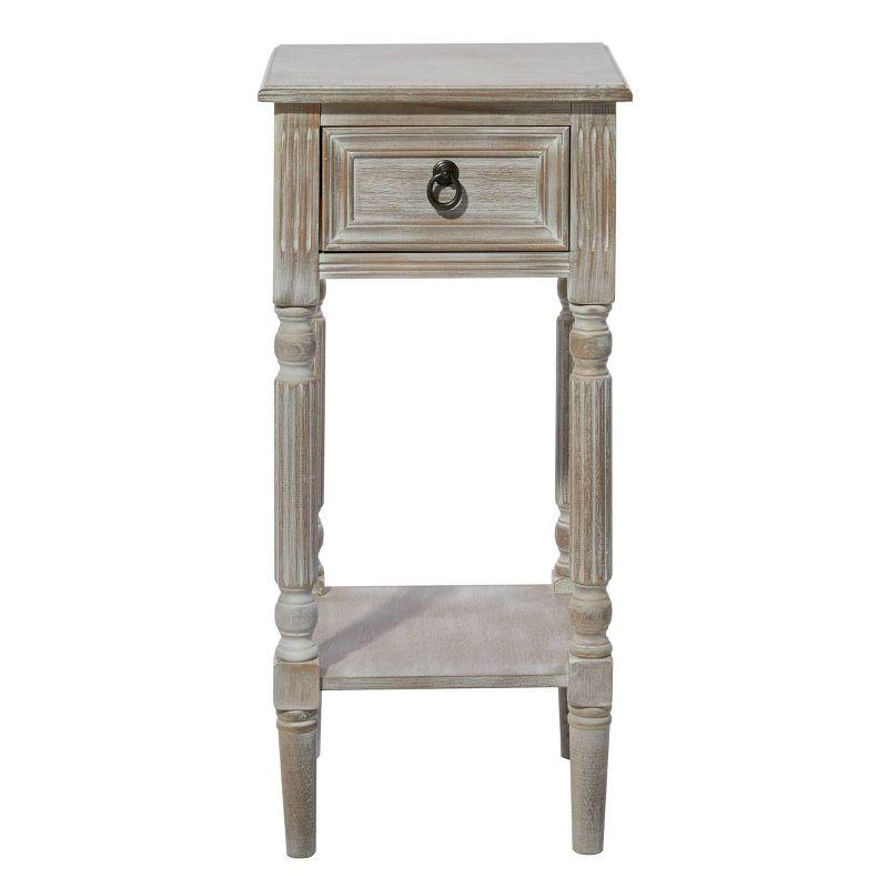Rustic Country Wood Accent Table - Olivia & May: French Style, Tall End Table for Living Room with Drawer