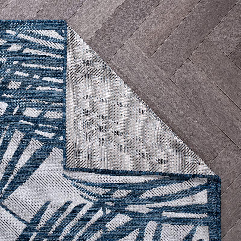 World Rug Gallery Contemporary Palm Leaf Textured Flat Weave Indoor/Outdoor Area Rug - NAVY 2'x3'