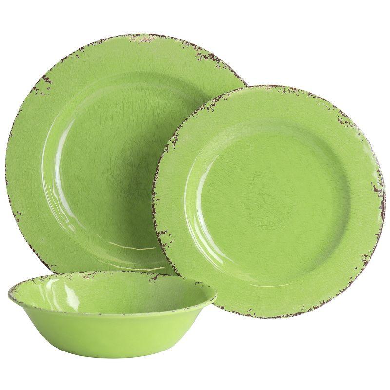 Laurie Gates By Gibson Mauna 12 Piece Green Melamine Dinnerware Set