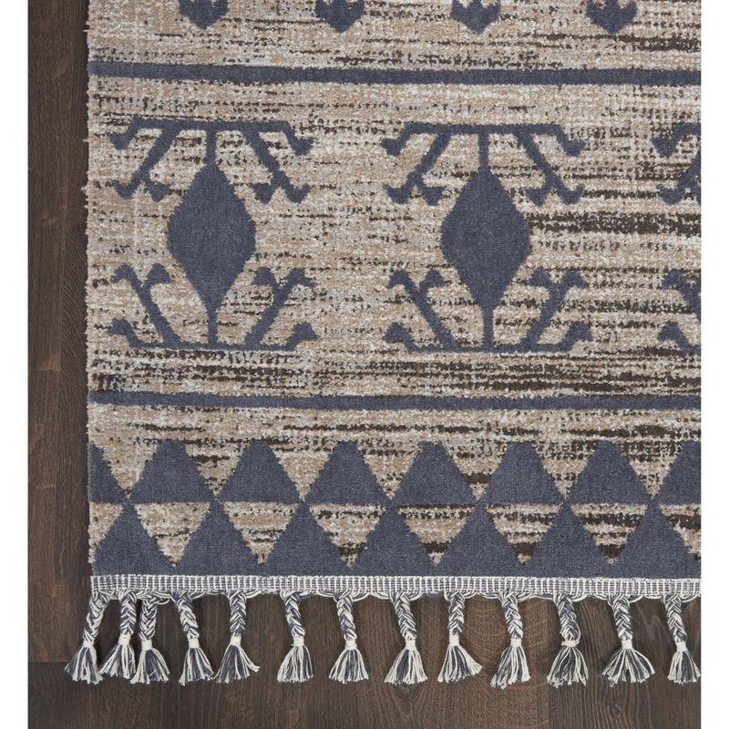 Mocha and Charcoal Geometric Wool Rectangular Rug