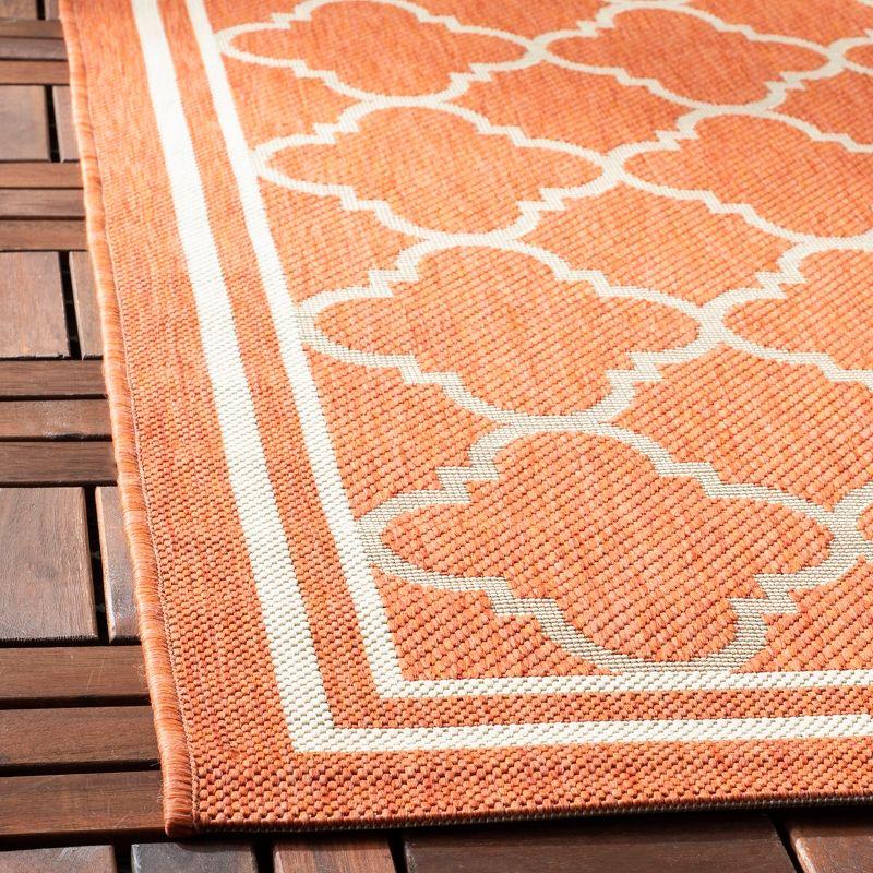 Terracotta & Bone Geometric Flat Woven Synthetic Square Rug