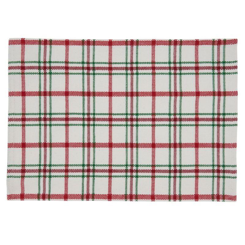 Red and Green Plaid Cotton Rectangular Placemats, Set of 4