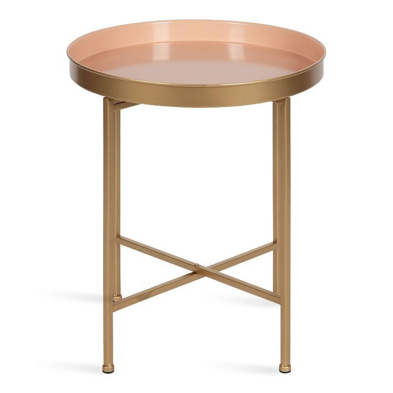 Kate and Laurel Celia Round Metal Side Table, 18.25x18.25x22, Pink and Gold