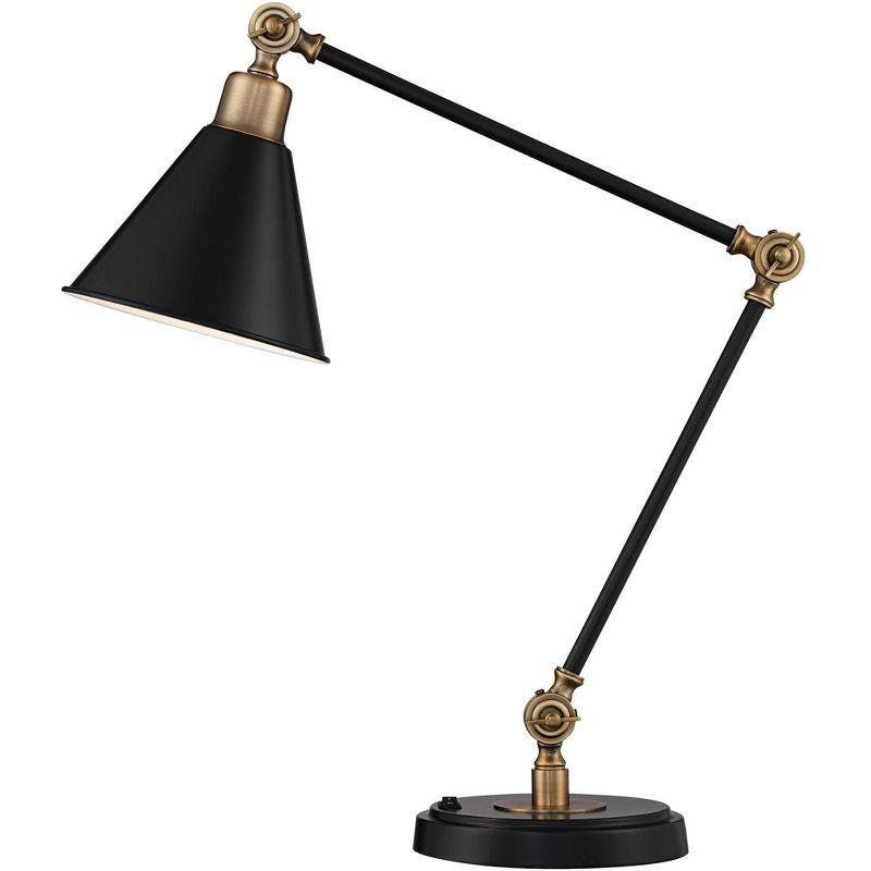 Adjustable Black and Brass Desk Lamp with USB Port