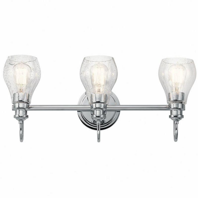 Greenbrier 23.75" Chrome Vanity Light with Clear Seeded Glass Shades